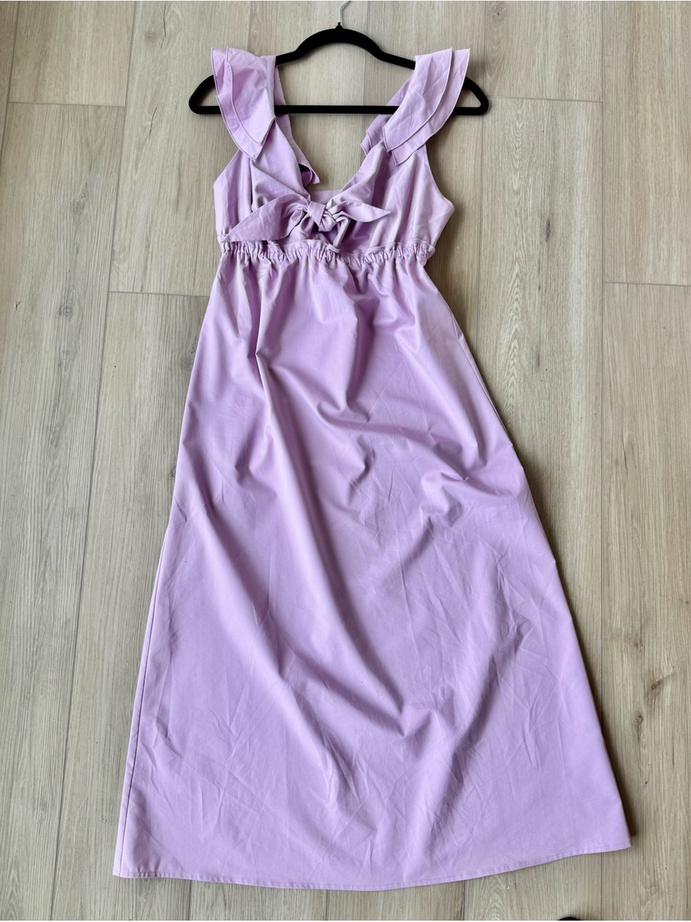 Anthro Drew Lilac Ruffle Bow Midi Dress Cottagecore Prairie Coquette Size Small